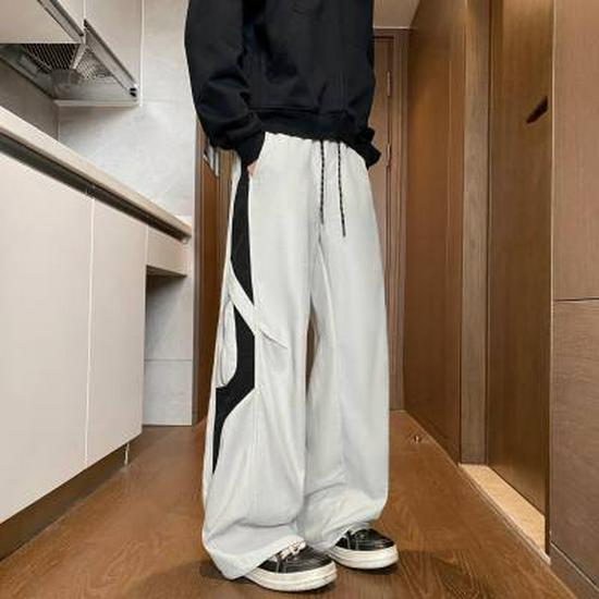 

Весна/лето 2023 г. Мужские модные свободные брюки с вышивкой и широкими штанинами Large светло-серый