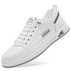 Mens Leather Casual Shoes Spring Summer Trendy Slip On Sneakers Breathable Hollow Out White Shoes