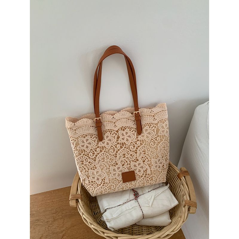 

Кружевная сумка-тоут «Фея» Женская 2025 Новая Повседневная Дорожная Большая Вместимость Французский стиль Нежная Портативная Сумка на Плечо Khaki