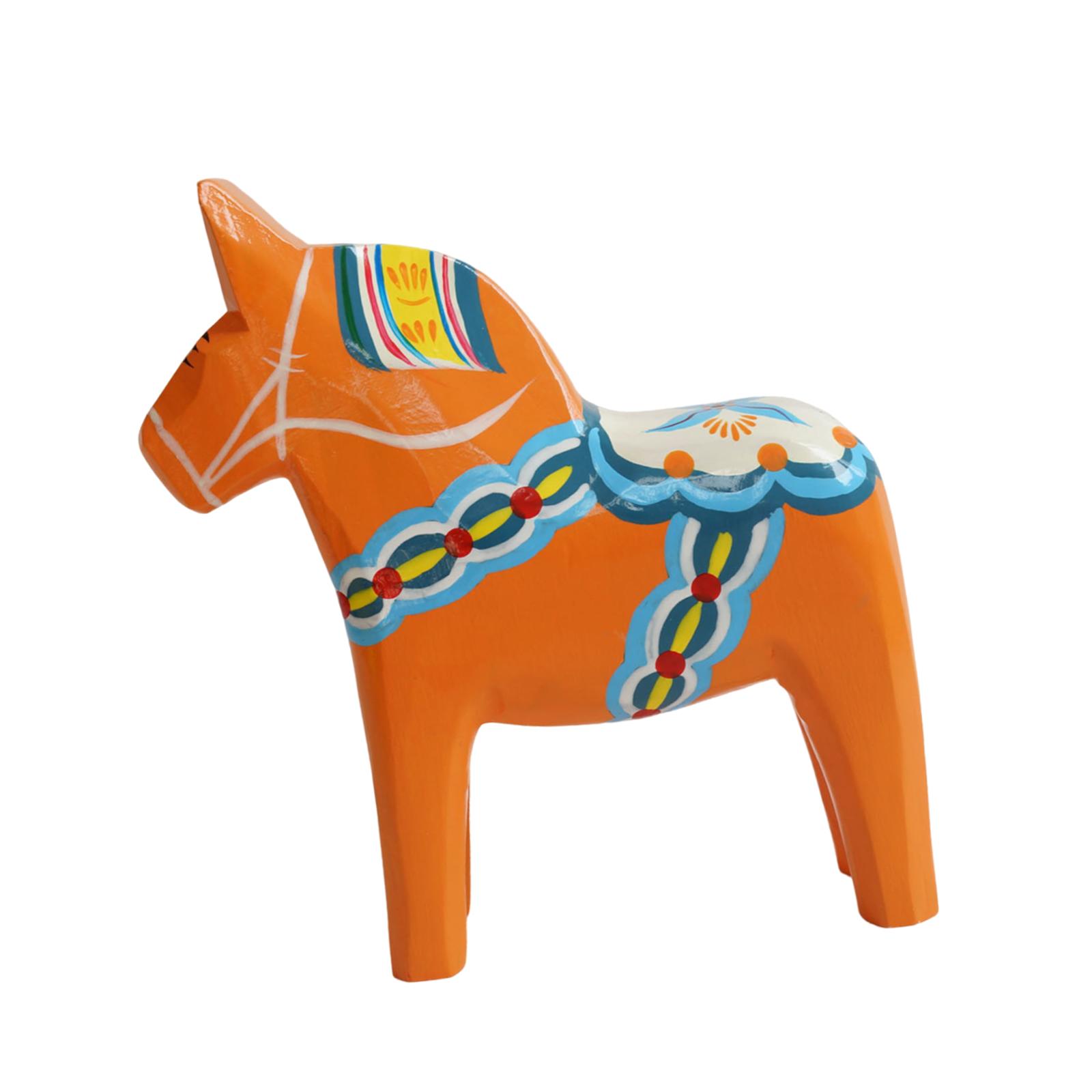 Swedish Dala Horse Wood Animal Sculpture for Shelf Fireplace Home Decoration оранжевый