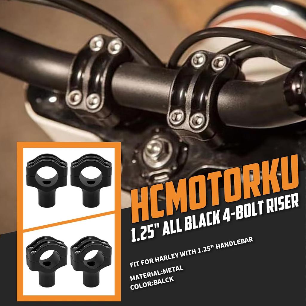 Motorcycle 1.25" Handlebar Riser Clamp Fit For Harley Softail Sportster XL Dyna Touring Road King (Black)