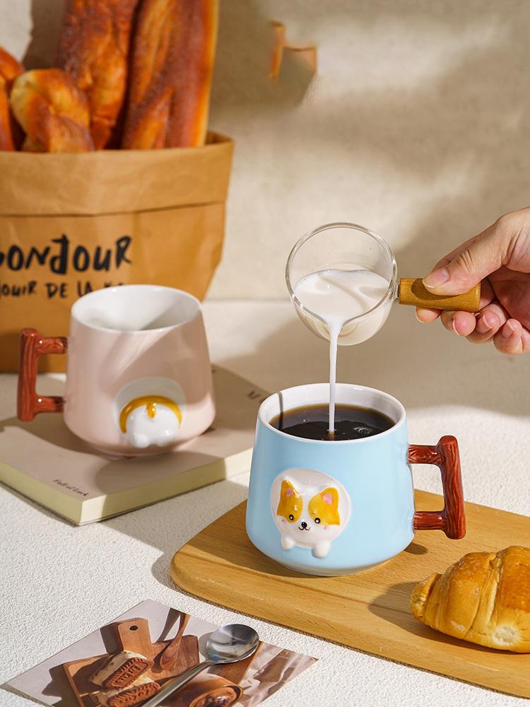 Cartoon Puppy Cute Ceramic Mug Breakfast Milk Cup For Home Use High-value Milk Cup Coffee Cup
