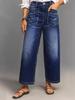 Women's Plus Size Mid Waist Wide Leg Jeans - Casual Slimming Straight Leg