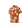 Floral Print Polo Short Sleeve T-Shirt Men Tops Brown DM5033-204