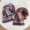 Retro Color Strip Soft Waxy Stripe Knitted Scarf Women's Autumn and Winter Korean Atmosphere Thickened Warm Versatile Scarf Scarf