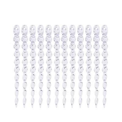 12pcs 13/15/20cm Christmas Clear Icicle Pendants Twisted Hanging Fake Icicle Ornament Exquisite Transparent
