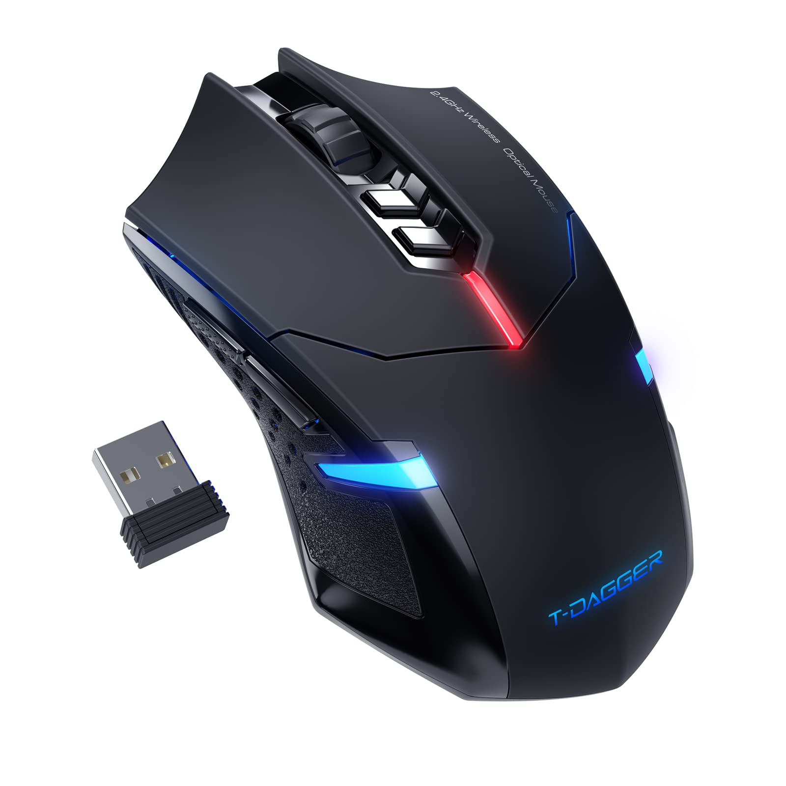 

T-DAGGER Wireless Gaming Mouse - USB Cordless PC Accessories Computer Mouse with LED Backlight, Ergonomic Gamer Laptop Mouse with 7 Silent Buttons, 5