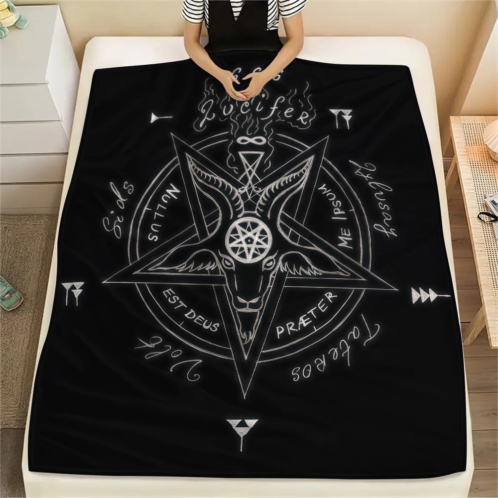 1PC Satan Symbol Print Flannel Blanket, High Quality All Seasons, Home Decor, Warmth and Comfort, Perfect for Christmas Gifts
