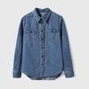 Simple Retro Irregular Denim Shirt for Women - Loose Fit, Single-Breasted, Versatile Top for Spring and Autumn.