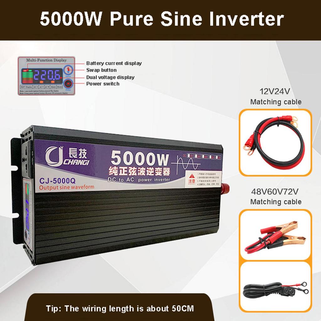 Pure Sine Wave Power Inverter 5000W Converter DC 12V/24V/48V To AC 220V