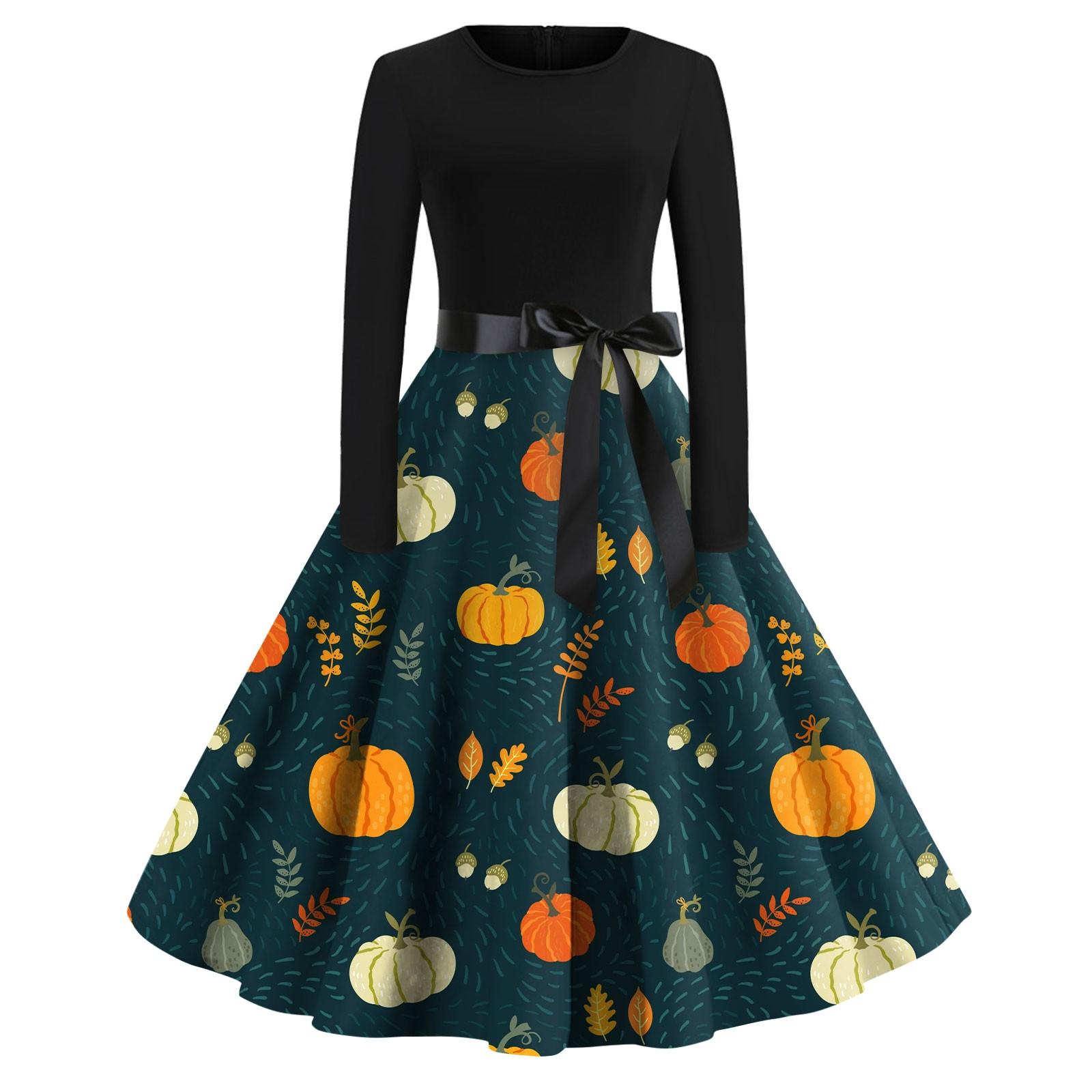 Платье с расклешенным принтом на Хэллоуин для женщин — фото 3