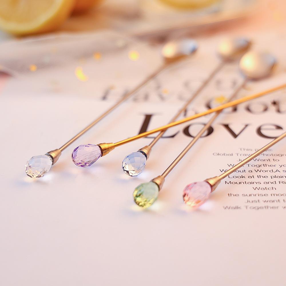 HANYANG Creative 430 Stainless Steel Long Handle Diamond Ice Spoon Bar Honey Stirring Spoon Household Spoon Stainless Steel Spoon