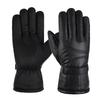 Thickened Fleece Lined Leather Cycling Gloves Windproof Cold Resistant for Men Women Autumn Winter Motorcycle Riding