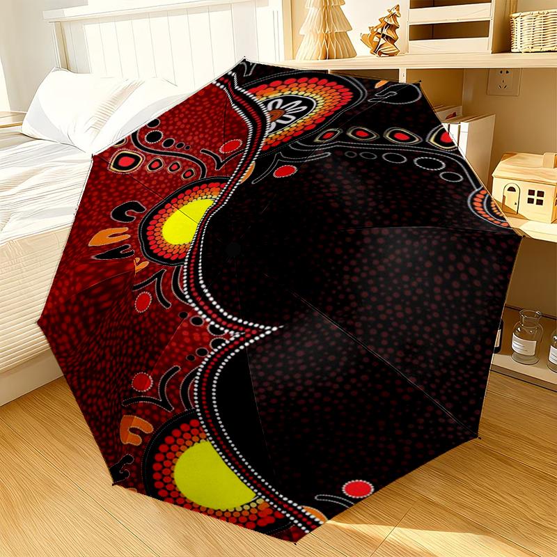 Aboriginal Art Patterns Umbrella 8-Frame for Travel, camping, Casual Lightweight Portable Umbrella, Essential for every family Holidays Gift