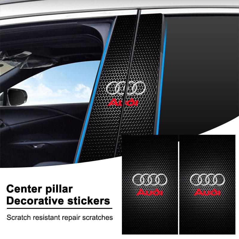 Bilemblem Midtsøyle Klistremerke Auto Dør Dekorative Klistremerker For Audi C7 C6 C5 B5 B6 B7 B8 B9 D3 Q3 Q5 Q7 TT A1 A3 A4 A5 A6 A7