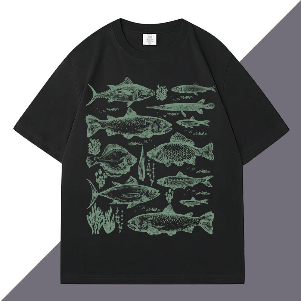Pescado submarino feUnisexino estilo retro camiseta de moda de alojamiento camiseta casual S