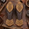 Cosplay Bracer with Embossed Panel Lightweight Leather Forearm Adjustable Arm Guard