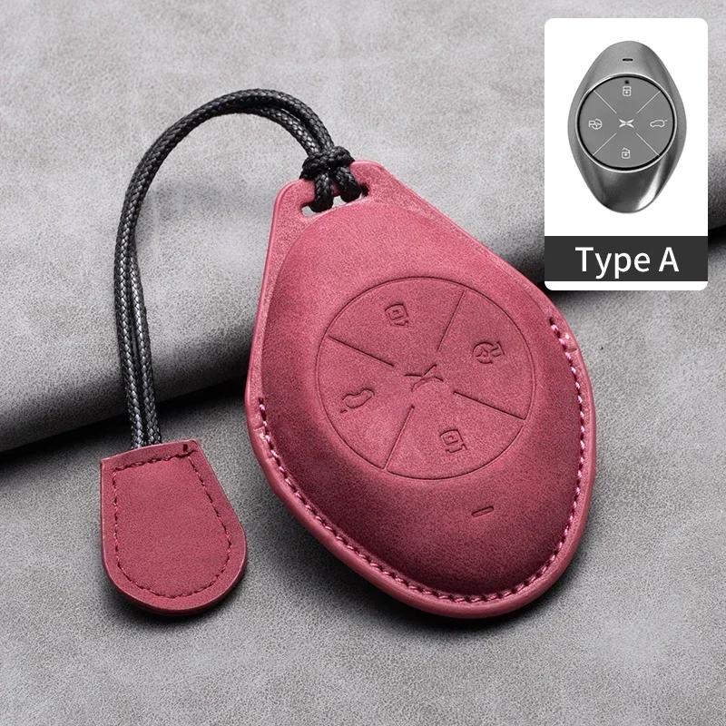 Leather Car Remote Key Case Cover for Xiaopeng Xpeng P5 P7 G3 G6 G9 G3i 2021 2022 Car Key Fob Shell Holder Keychain Accessories