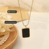 European Retro Black Shell Pendant Necklace, 18K Gold-Plated Titanium Steel Clavicle Chain (P528)