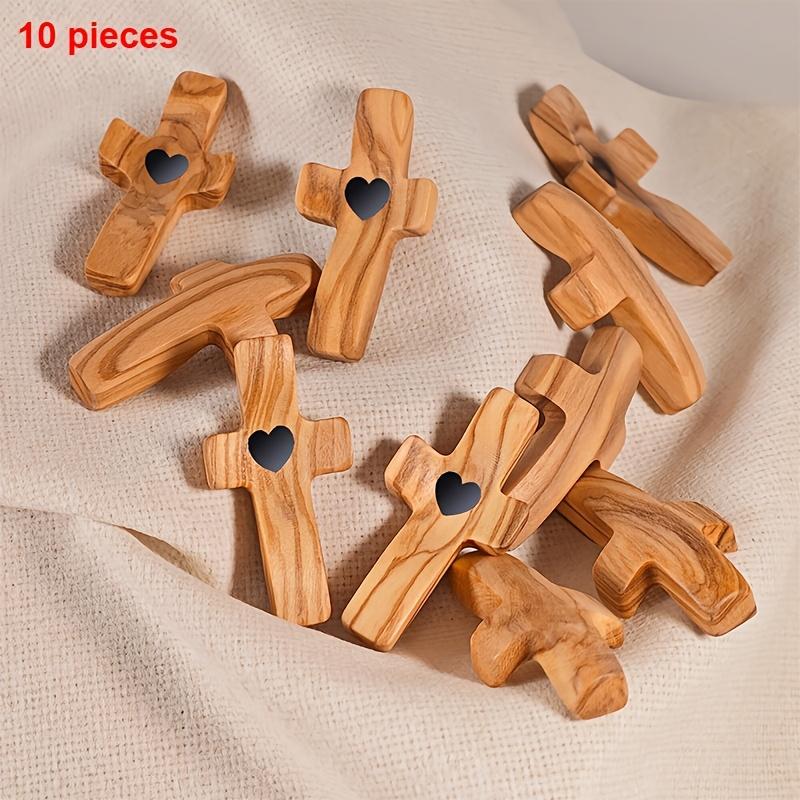 Room Decor Walnut Wooden Thumb Crosses, Handheld Prayer Beads, Church Easter Religious Accessories, Spiritual Devotional Tools