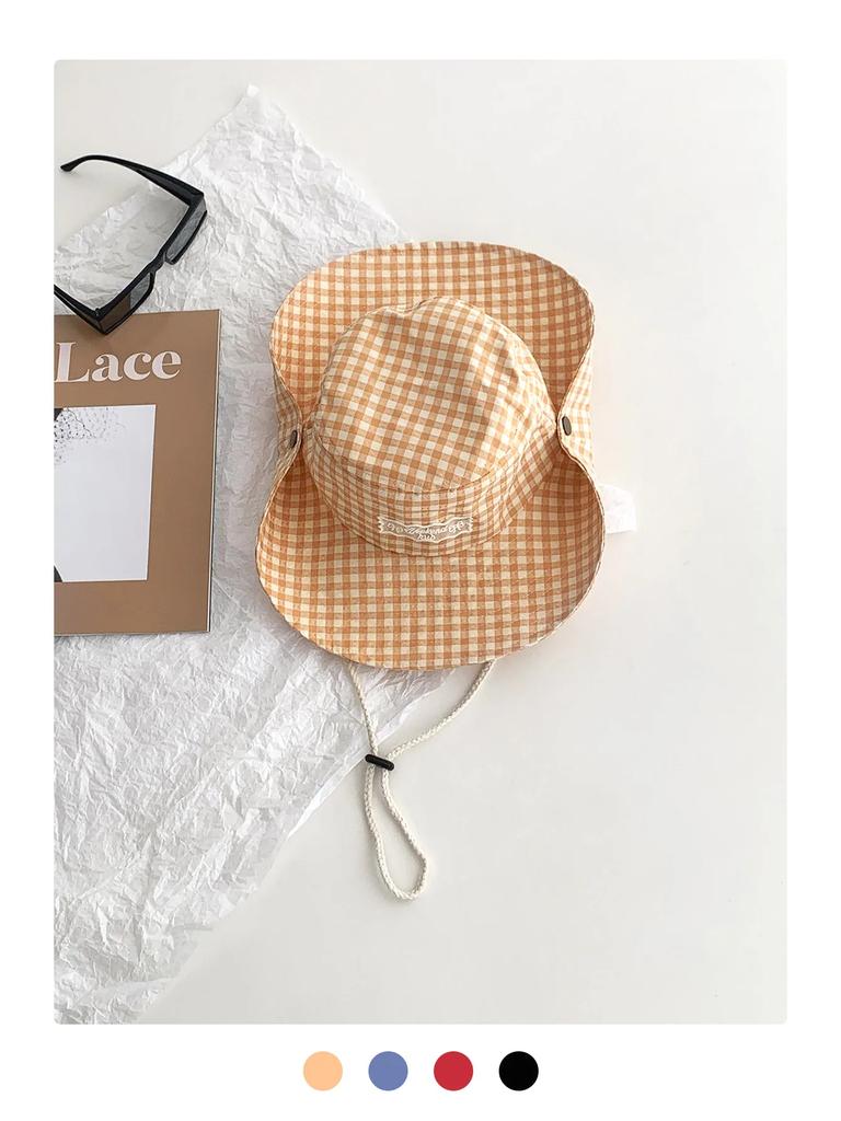 Stripesd Fisherman Hat Women's Summer New Large Brim Lanyard Sun Hat Outdoor Camping Style Hiking Mountaineering Hat Bucket Hat