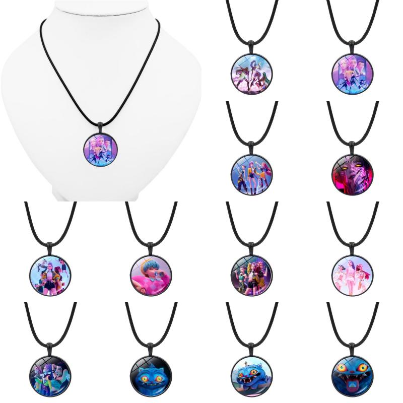 Colares Kpop Demon Hunter Formato Circular Pingente de Personagem de Desenho Animado Idol Fashion Joias Presentes para Fãs