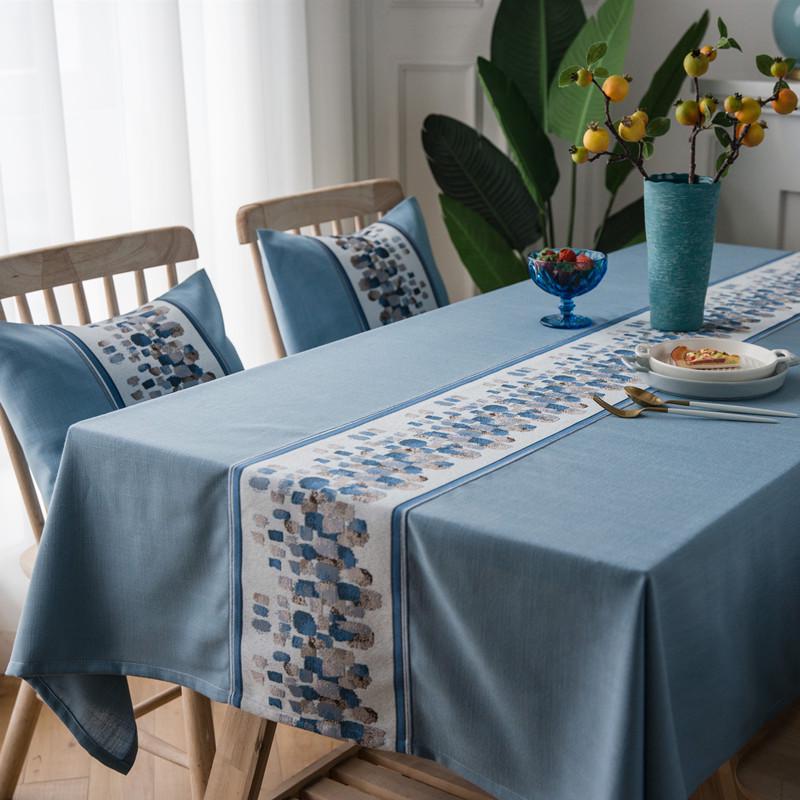Waterproof Tablecloth Solid Color Plain Color Imitation Cotton And Linen Fringed Lace Geometric Rectangular Dining Table Coffee Table Tablecloth