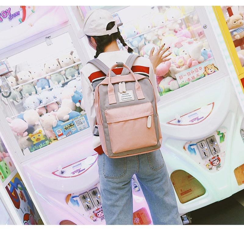 2025 Sweet Little Fresh Contrast College Wind Handbag Students' Large-capacity Waterproof Backpack Fashion Casual Versatile Backpack