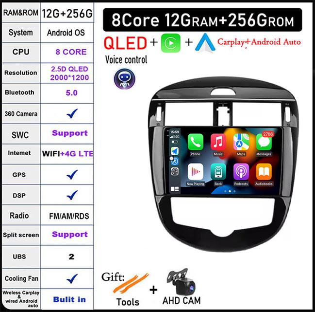 Carplay For Nissan Pulsar 6 NB17 2014 -2018 Android 14 Auto Car Radio GPS Navigation Video Player Head Unit BT