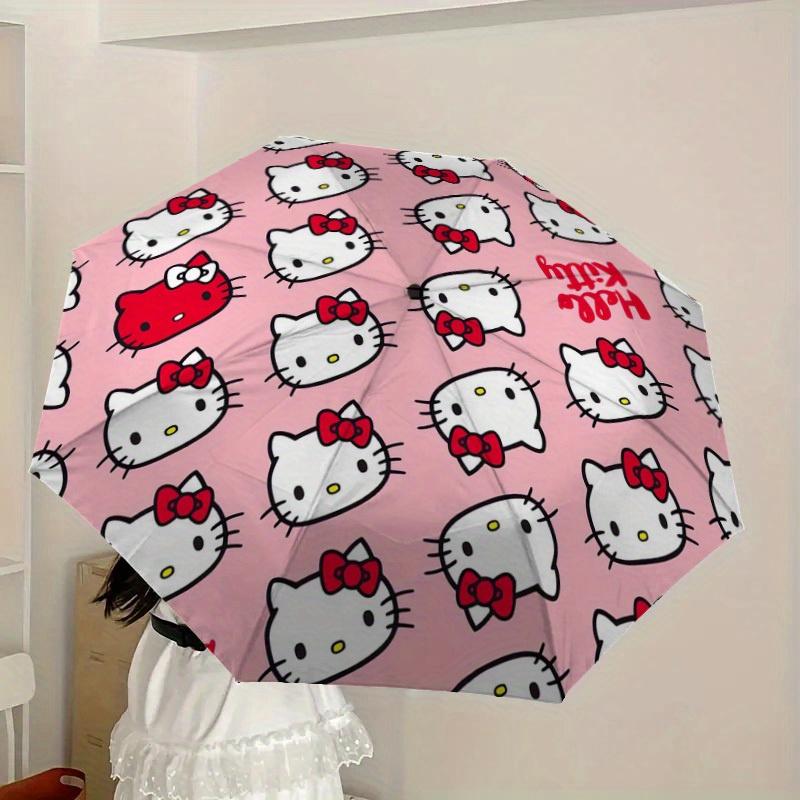 1pc Hello Kitty Pattern Pink Background Umbrella with Plastic Handle,Suitable for All Seasons Home Travel Outdoor UmbrellaSanlio610