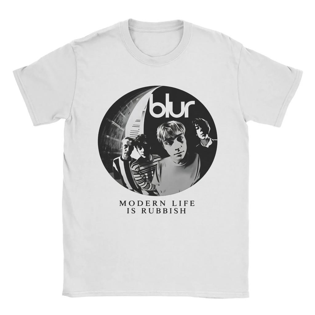 Vintage Blur Englische Alternative Rock Band Minimales Logo Grafik T-Shirt Streetwear Baumwoll Oberteil T-Shirts