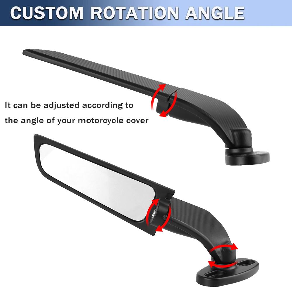 1 Pair Rotating Rearview Mirror Motorcycle Mirror Modified Wind Wing Adjustable for Honda Kawasaki Ninja Suzuki Yamaha Ducati