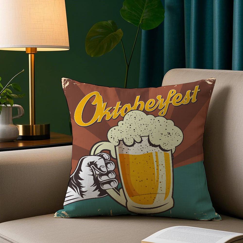 Beer Wine Retro Style Pillow Case Short Plush Print Cushion Cover Square Throw Pillow Covers Sofa Home Decor