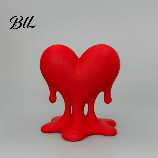 Modern Decoration Melting Heart Sculpture 3D Printed Dripping Figurine Romantic Love Themed Home Decor for Room Desk Shelf Artistic Statue