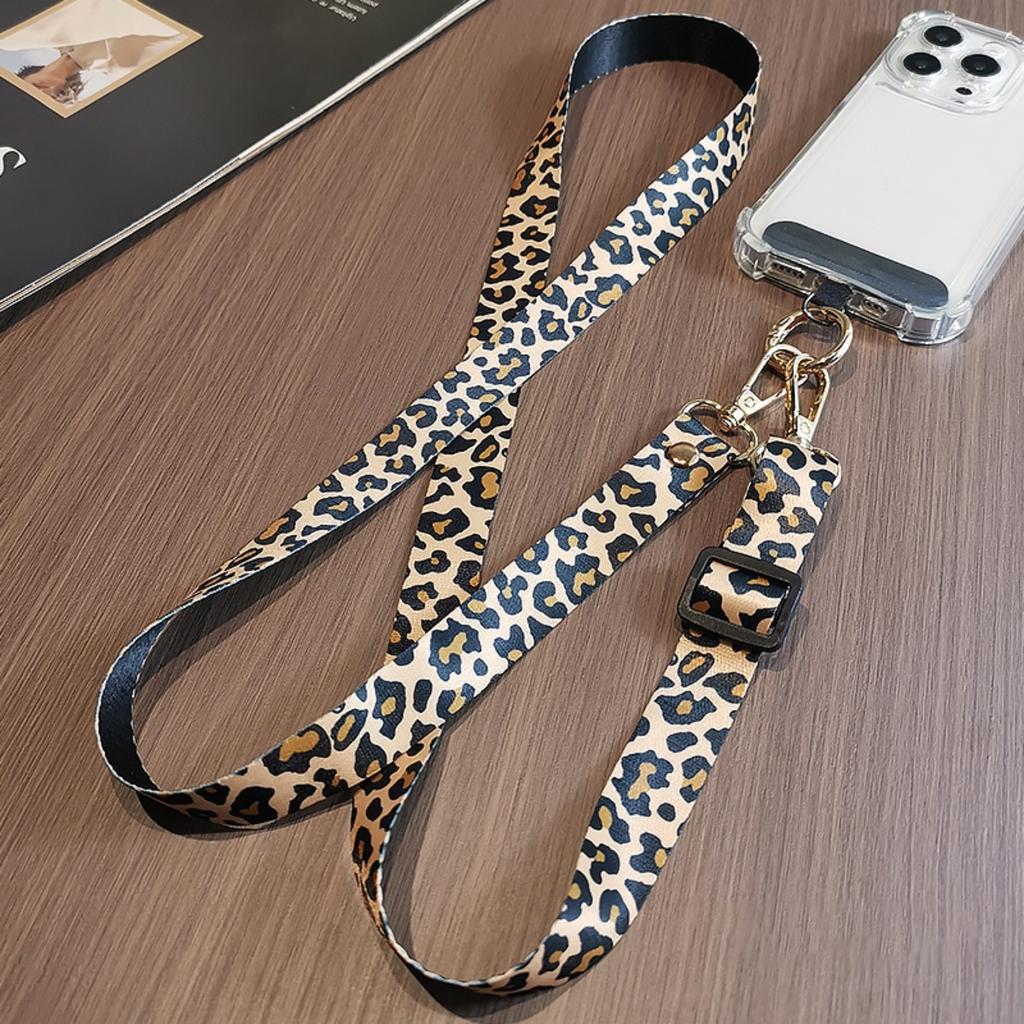 Stylish Leopard Print Phone Lanyard Shoulder Strap Adjustable Neck Strap Mobile Phone Case Phone Cover Anti-Loss Hanging Rope