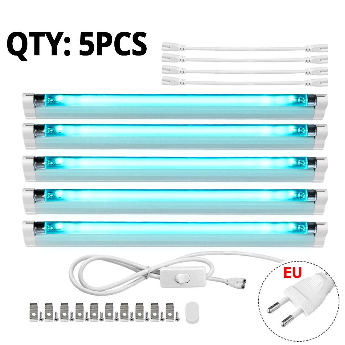 

6W 8W 220V Бактерицидный светильник T5 Лампа накаливания УФ-озоновая лампа с вилкой европейского стандарта 8W-5PCS