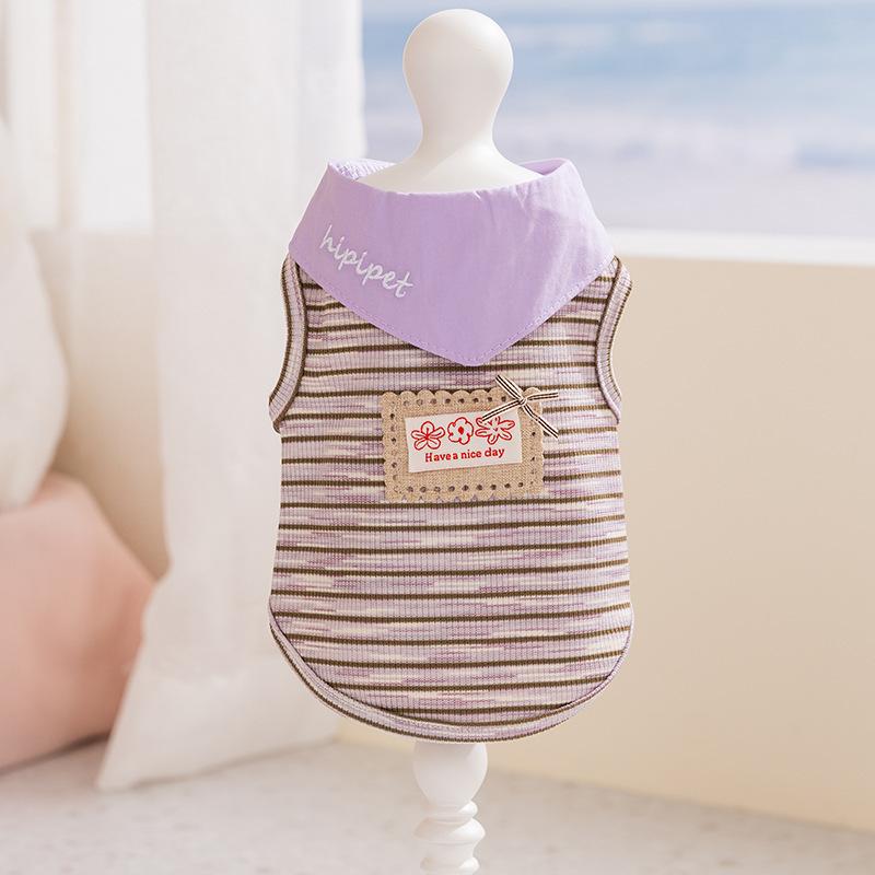 Spring and Summer Cat Clothing - Thin and Breathable Striped Tunic - Small Dog Pet Dog Clothing XS