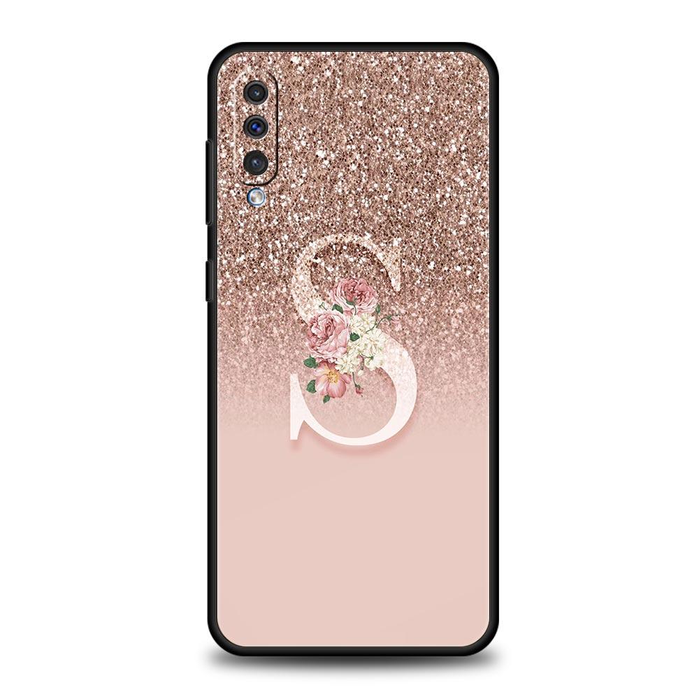 Letter Pink Shiny Phone Case For Samsung Galaxy A56 A36 A26 A34 A17 A16 A06 A14 A12 A54 A72 A24 A22 A20e A52 A50 A40 A32 Cover