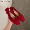 Fashion SUOJIALUN 2025 Spring Candy Color Women Flat Shoes Fashion Round Toe Shallow Slip On Ballet Shoes Square Low Heel Boat Shoes