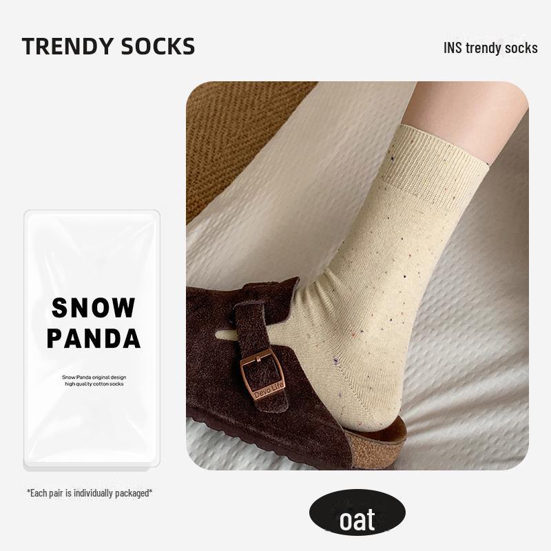 

Корейские женские толстые теплые носки средней длины Maillard — однотонный полосатый дизайн на осень/зиму. one size