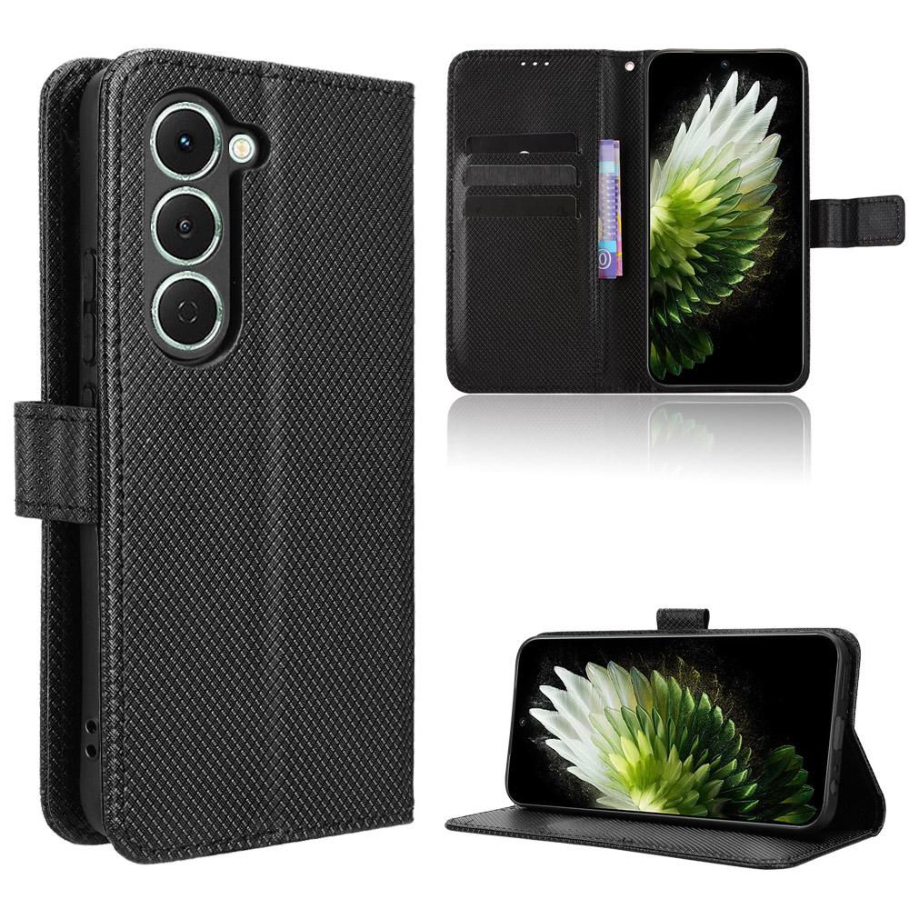 For TECNO Spark 40 Pro 4G Leather Wallet Case with Strap Diamond Texture Phone Cover