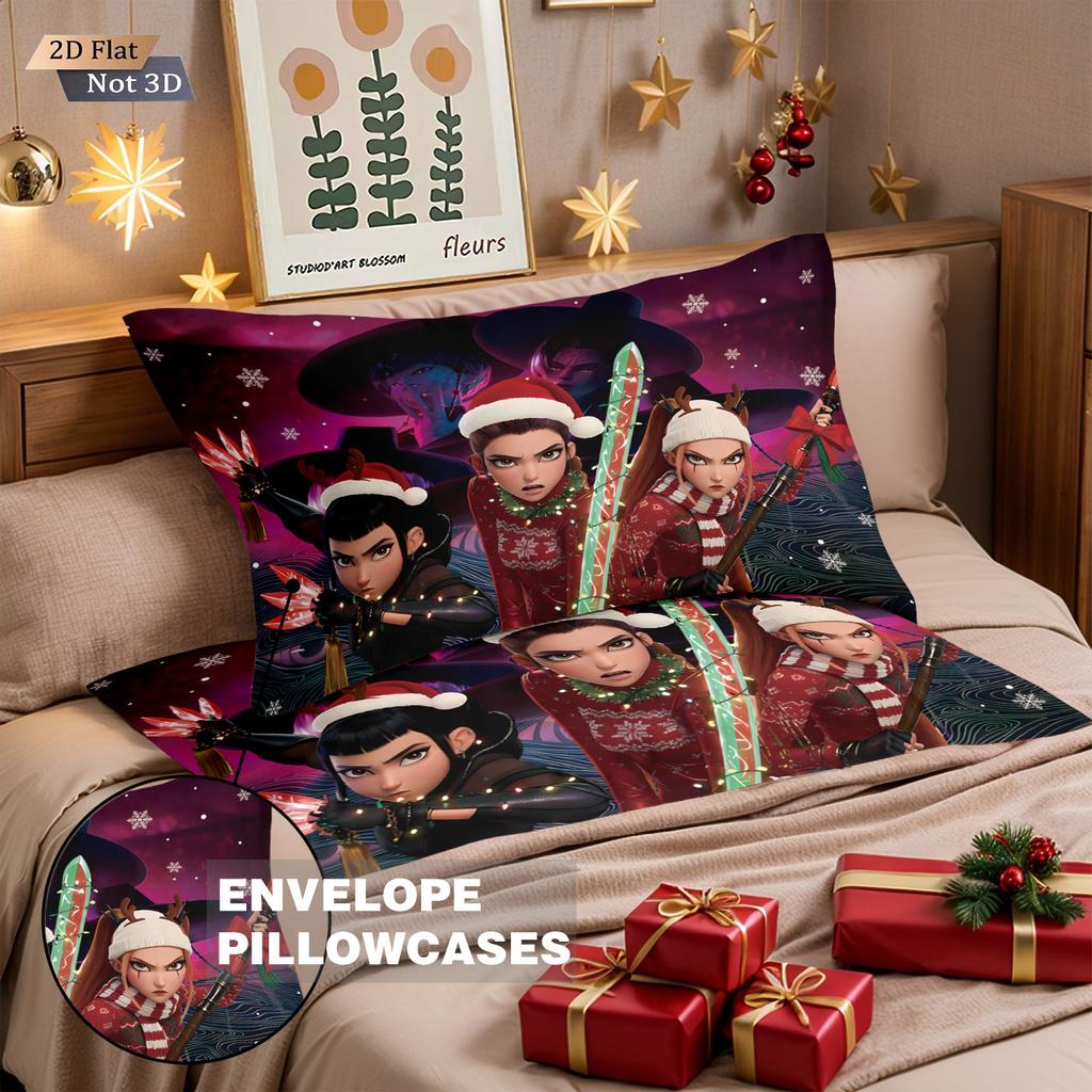 3 Weihnachten K-Pop Dämonenjäger Bedrucktes kernloses Bettwäscheset Weich Bequem Schlafsaal Schlafzimmer Mehrere Größen Maschinenwaschbar