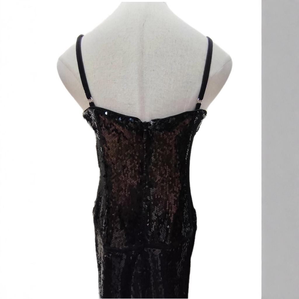 European and American sexy suspender sequined velvet splicing heavy industry hip wrap party dinner dress dress