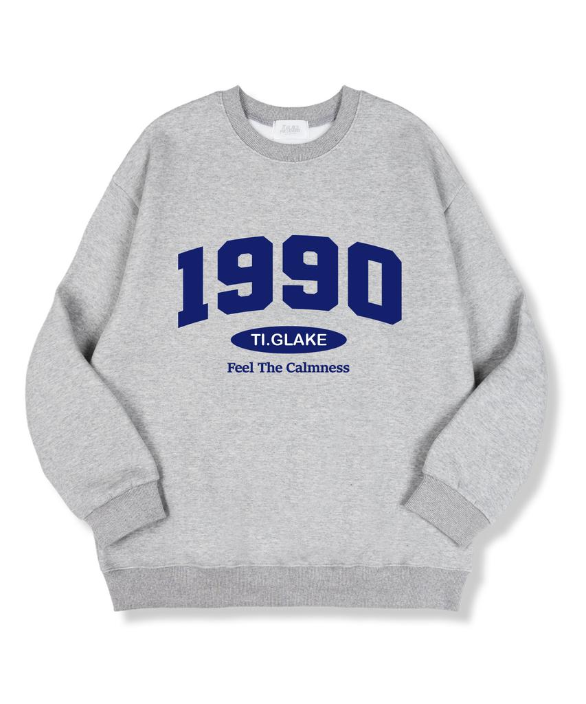 TI.GLAKE 1990 Calmness Oversized Premium Double-Sided Sweatshirt Gray
