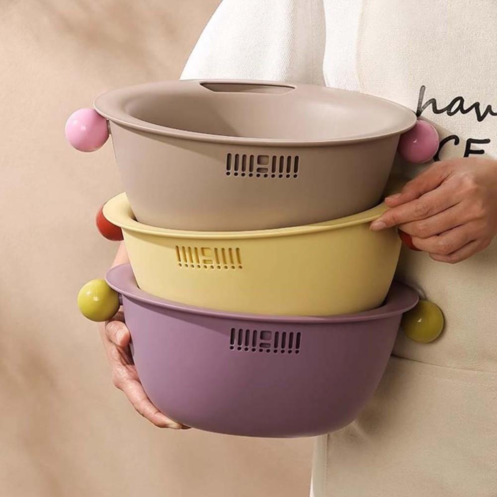 Double Layer Fruit Vegetable Washing Bowl Water-Filtering Basin Food Storage Container  Household