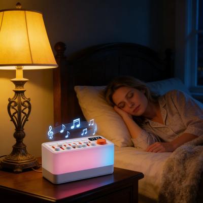 Intelligenter Schlafhilfe-Lautsprecher mit RGB-Nachtlicht (12 Farben), 8 Naturgeräuschen, weißem Rauschen und Bluetooth-Funktion