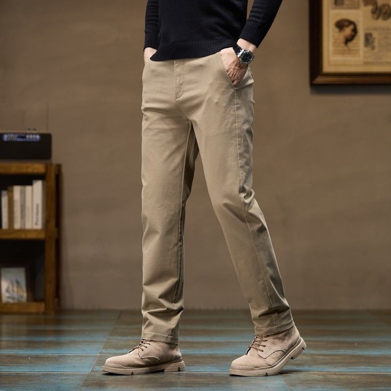 Surplus British Style Business Casual Pants for Men, Spring and Autumn Season, Pure Cotton Straight-Leg Long Pants, Slim Fit, Versatile Cropped Pants