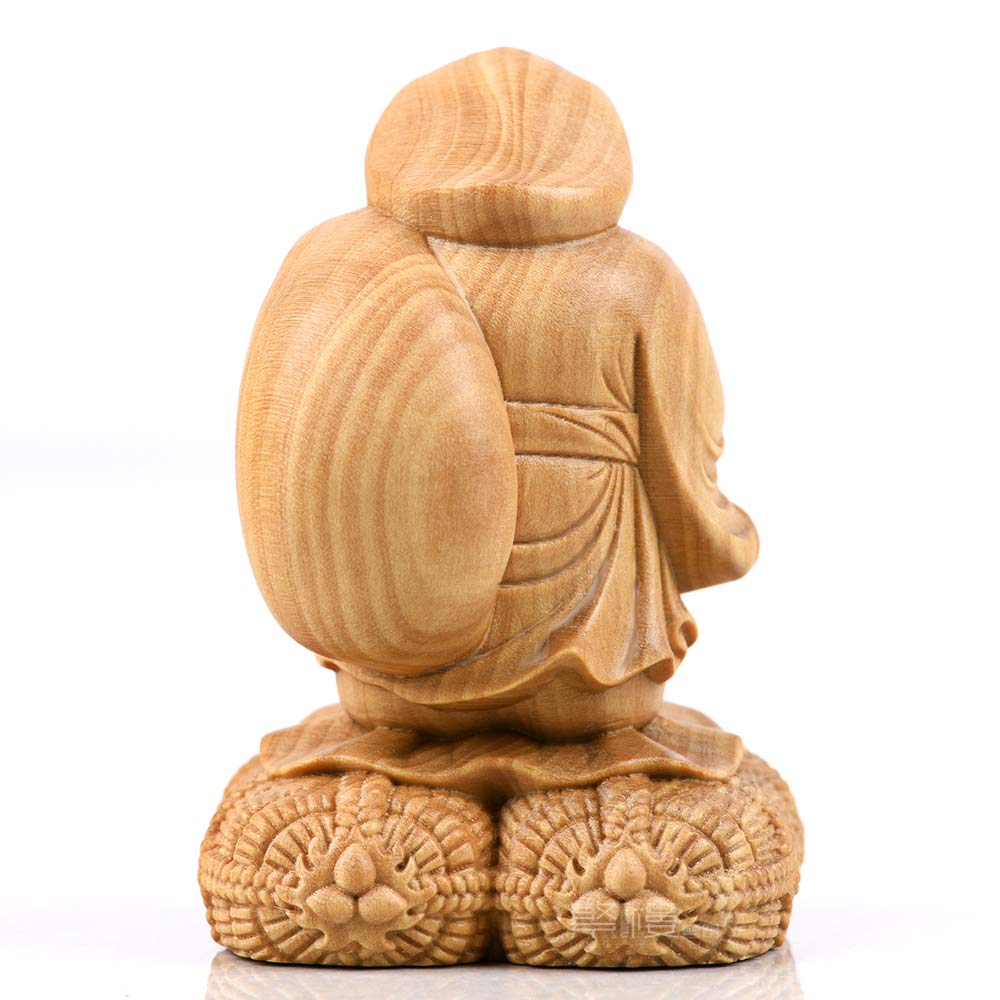 Hanro Art Carving Buddha One of the Seven Lucky Brings Good Fortune H x W x 3cm Promotes Business Illness and Good and Protection from Evil Statue,