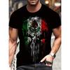European Sizes Men's Mexican Flag  Print T-Shirt - Breathable Summer Tee with Tricolor, Round Neck Casual Shirt Suitable for Outdoor & Casual Attire,