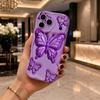 Gradient Purple Butterfly Phone Case for iPhone 16 15 14 Pro Max 13 12 11 Mini XR XS SE Wavy Edge Soft Cover